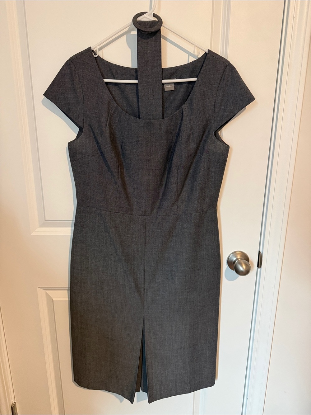 Ann Taylor Charcoal Gray Cap-Sleeve Midi Dress